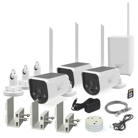 MaxRanger4K™ Solar 3 Camera Security System with Longest Range Wireless with Gutter Mounts | SWNVK-MAXV2SD3GM