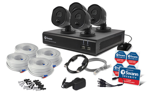 Refurbished Swann 4 Channel Security System: 1080p Full HD DVR-4480 with 32GB Micro  SD Card  & 4 x 1080p Thermal Sensing Cameras PRO-1080MSB - SWDVK-444804B