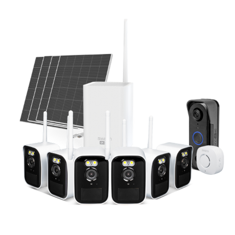 Swann MaxRanger4K™ Mini Long-Range Wireless Security System with Solar Panel & MaxRanger4K™ Video Doorbell | SONVK-MRVDBMINI6S4