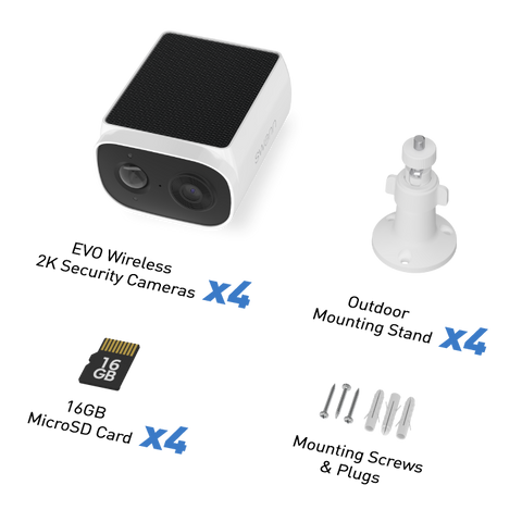 Swann EVO Wireless 2K Solar Security Camera - 4 Pack | SWIFI-SESOL2KBCPK4