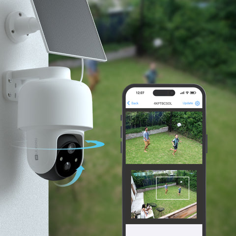 4K Pan & Tilt Security Camera with Solar Charging, 2-Way Talk, Heat + Motion Detection, Auto Tracking, & Heat & Motion Detection | SWIFI-4KPTBCSOL