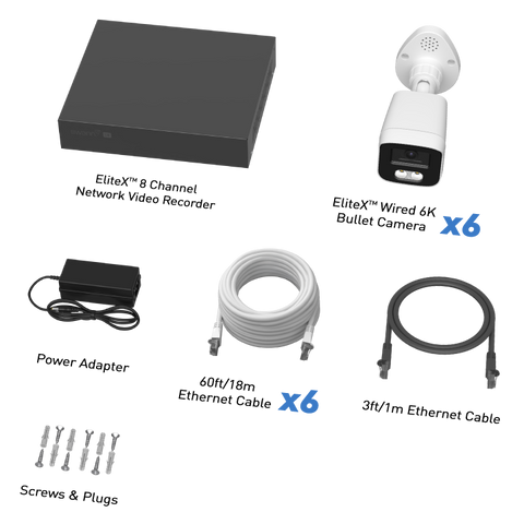 Swann EliteX™ 6K/12MP NVR Security System with 6 Bullet Cameras | SWNVK-8EX612MPB
