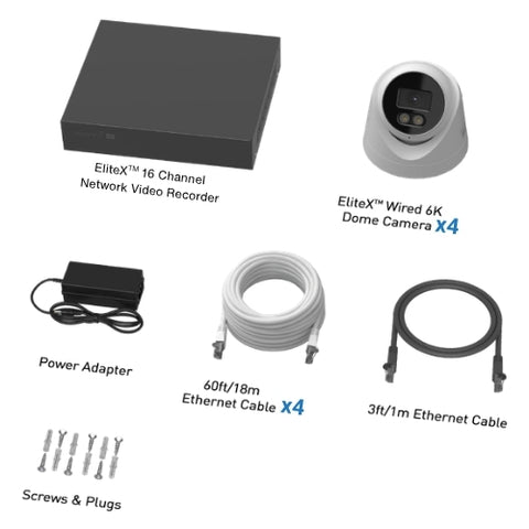 Swann EliteX™ 6K/12MP NVR Security System with 4 Dome/Turret Cameras | SONVK-16EX412MPD