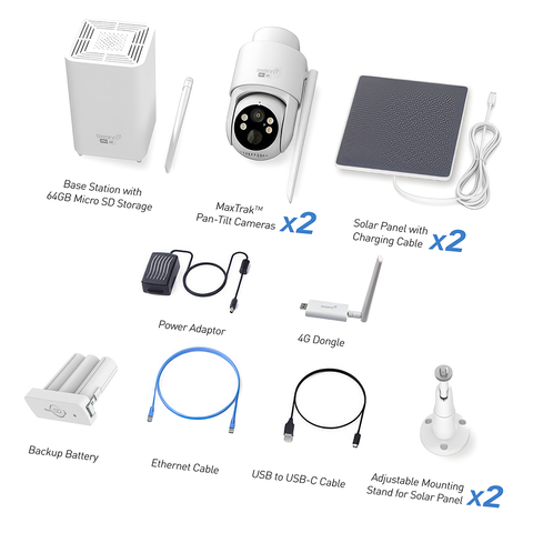 MaxRanger4K MaxTrak™ with 4G AI Auto Tracking Long Range Security Camera System - 2 Pack