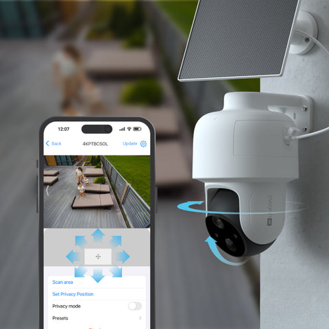 4K Pan & Tilt Security Camera with Solar Charging, 2-Way Talk, Heat + Motion Detection, Auto Tracking, & Heat & Motion Detection | SWIFI-4KPTBCSOL