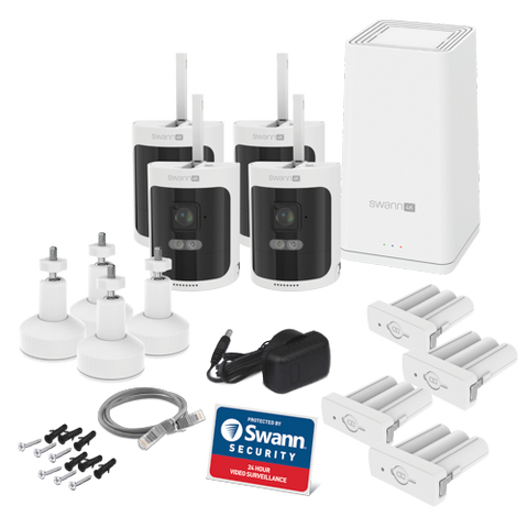 AllSecure4K+ Wireless Security Kit with 4 x 4K Wire-Free Cameras & Power Hub | SWNVK-AS4KH4