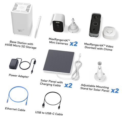 Swann MaxRanger4K™ Mini Long-Range Wireless Security System with Solar Panel & MaxRanger4K™ Video Doorbell | SWNVK-MRVDB1MINI2S2