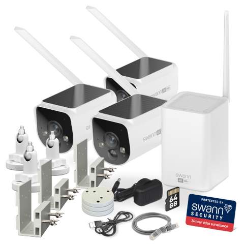 MaxRanger4K™ Solar 3 Camera Security System with Longest Range Wireless with Gutter Mounts | SWNVK-MR4KSD3GM