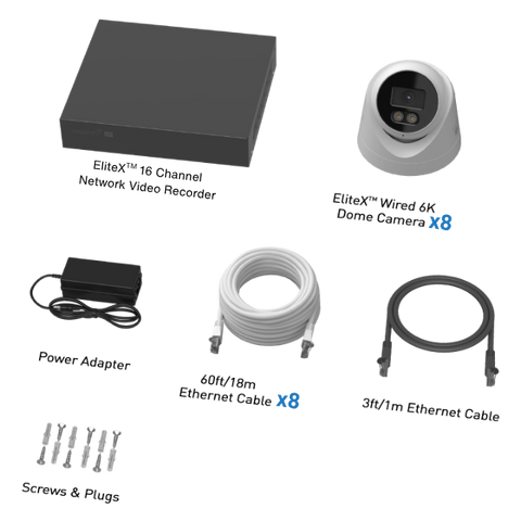 Swann EliteX™ 6K/12MP NVR Security System with 8 Dome-Style Cameras | SWNVK-16EX812MPD