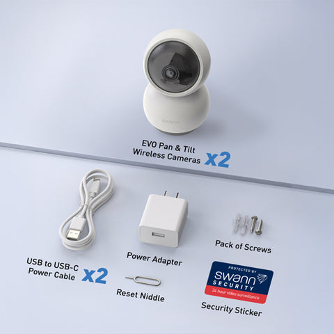 Swann EVO​ Pan & Tilt Wi-Fi Camera​ - 2 Pack | SWIFI-SE2KPTPK2