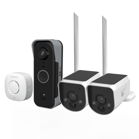 MaxRanger4K™ Solar with 2 Add-on Security Cameras & Video Doorbell with Longest Range Wireless  |  SONVW-MR4KVDBMAXV2SD2-GL