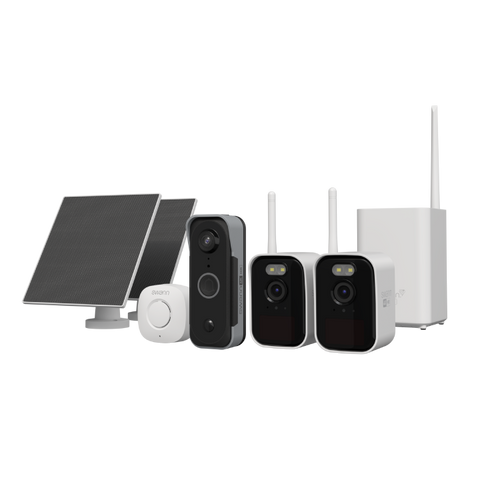 Swann MaxRanger4K™ Mini Long-Range Wireless Security System with Solar Panel & MaxRanger4K™ Video Doorbell | SWNVK-MRVDB1MINI2S2