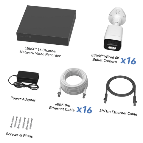 Swann EliteX™ 6K/12MP NVR Security System with 16 Bullet Cameras | SONVK-16EX1612MPB