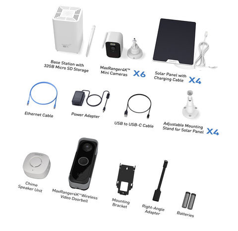 Swann MaxRanger4K™ Mini Long-Range Wireless Security System with Solar Panel & MaxRanger4K™ Video Doorbell | SONVK-MRVDBMINI6S4