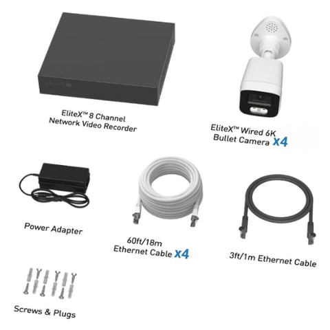 Swann EliteX™ 6K/12MP NVR Security System with 4 Bullet Cameras | SONVK-16EX412MPB