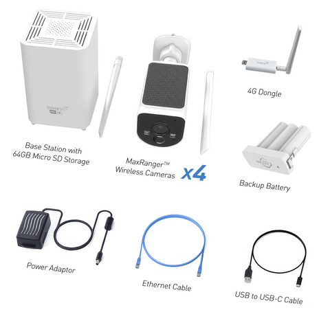 MaxRanger4K™ with 4G Extended Wi-Fi Range Security System with 4G - 4 Pack