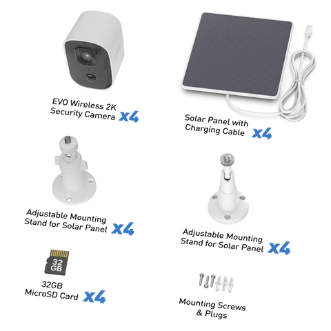 Swann EVO Wireless 2K Security Camera with Solar Panel - 4 Pack | SOIFI-SE2KBCSOLPK4