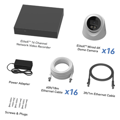 Swann EliteX™ 6K/12MP NVR Security System with 16 Dome Cameras | SONVK-16EX1612MPD