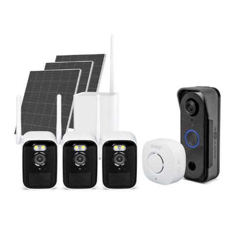 Swann MaxRanger4K™ Mini Long-Range Wireless Security System with Solar Panel & MaxRanger4K™ Video Doorbell | SONVK-MRVDBMINI3S3
