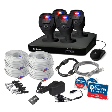 Black Home 4 Camera 4 Channel 1080p Full HD DVR Security System | SWDVK-446854SLB